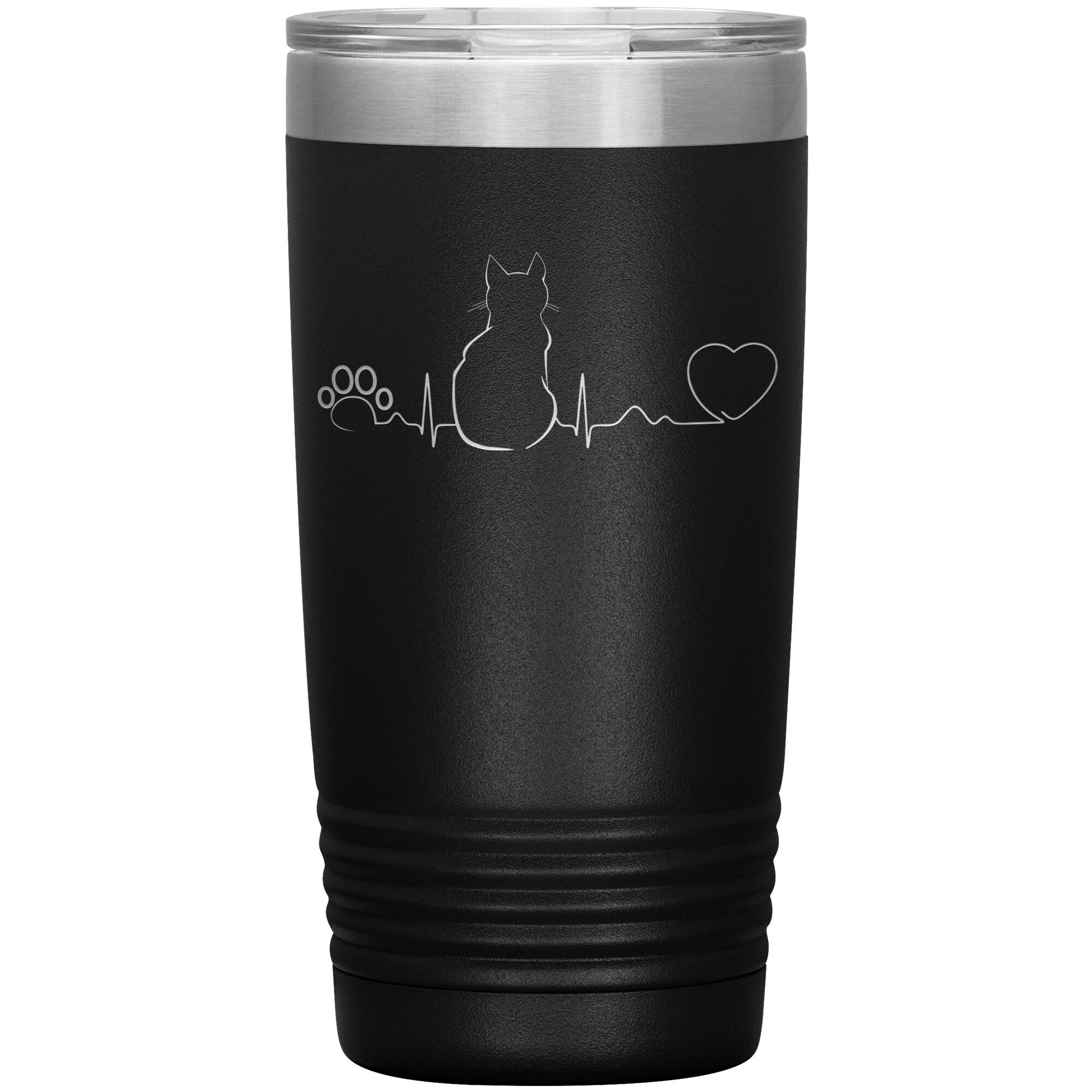 Cat Pulse 20 oz Insulated Tumbler by Polar Camel with Sipper Lid