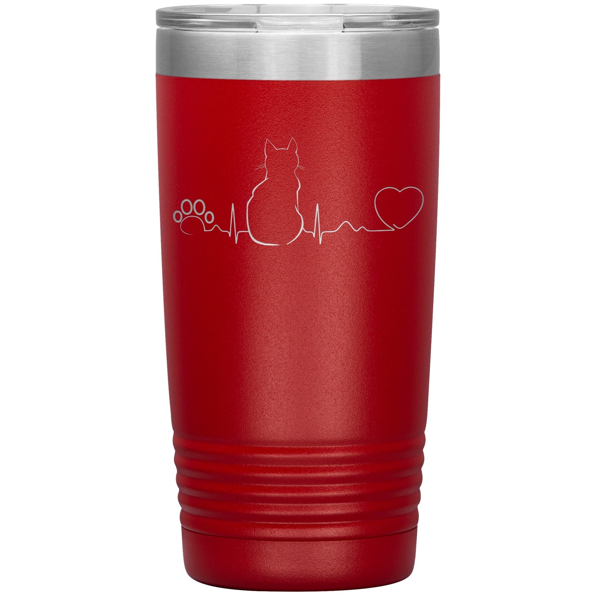 Cat Pulse 20 oz Insulated Tumbler by Polar Camel with Sipper Lid