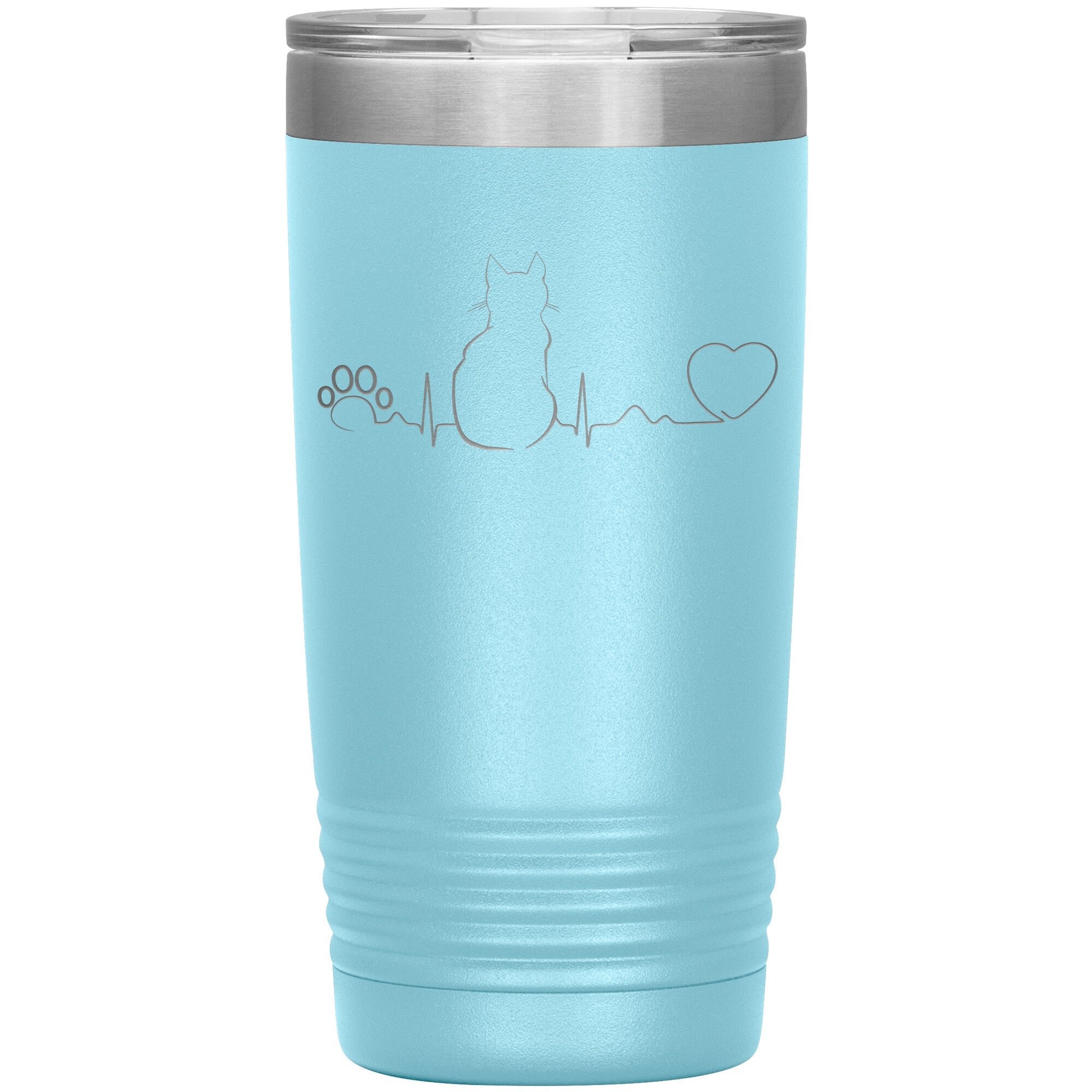 Cat Pulse 20 oz Insulated Tumbler by Polar Camel with Sipper Lid